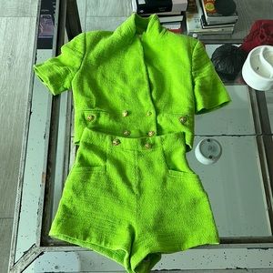 COPY - COPY - Zara Green Jacket Set Shorts Suit.